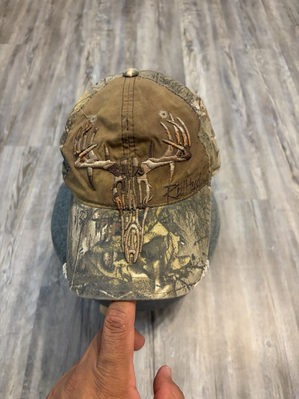 RedHead Realtree Camo Deer Skull Antlers Strapback Hunting Hat Cap OSMF